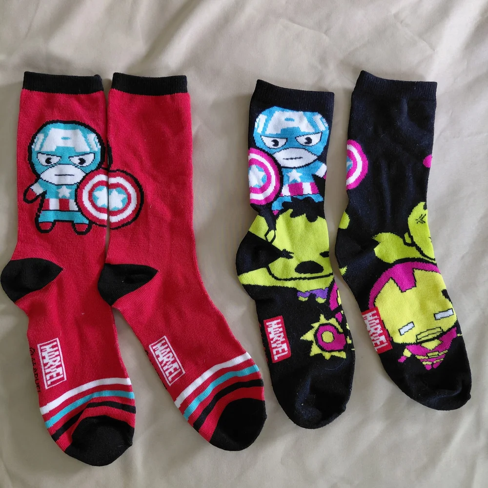 Marvel Heroic Crew Socks Captain American & Ironman NWOT